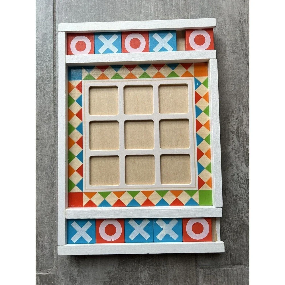 MELISSA & DOUG Wooden Tic Tac Toe Toddler Learning Board Game Montessori Play
